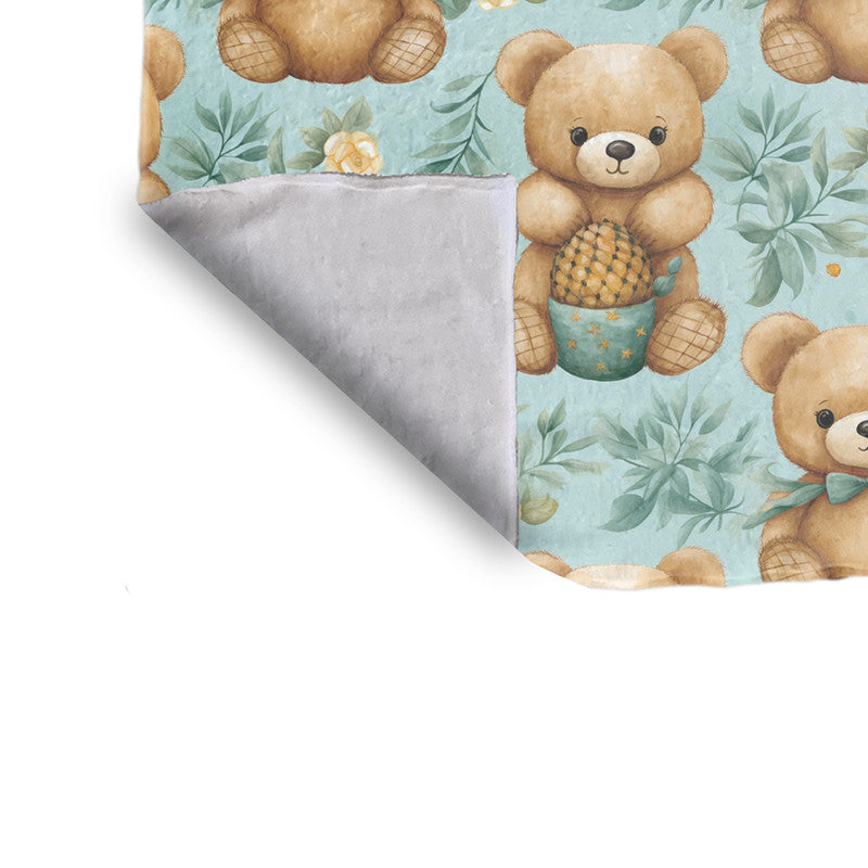 Bears Playing In The Grassland Minky Blanket