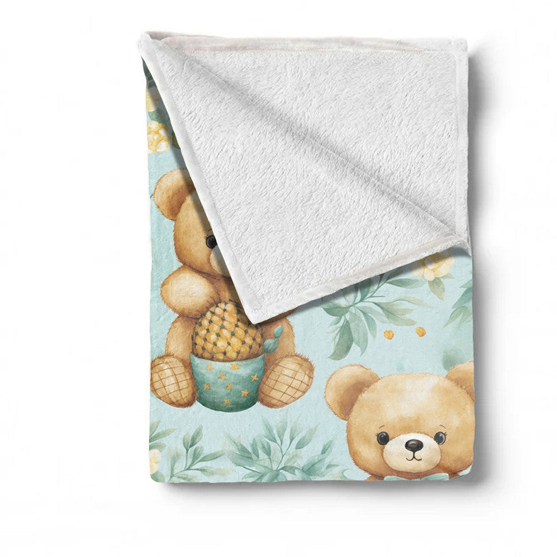 Bears Playing In The Grassland Minky Blanket