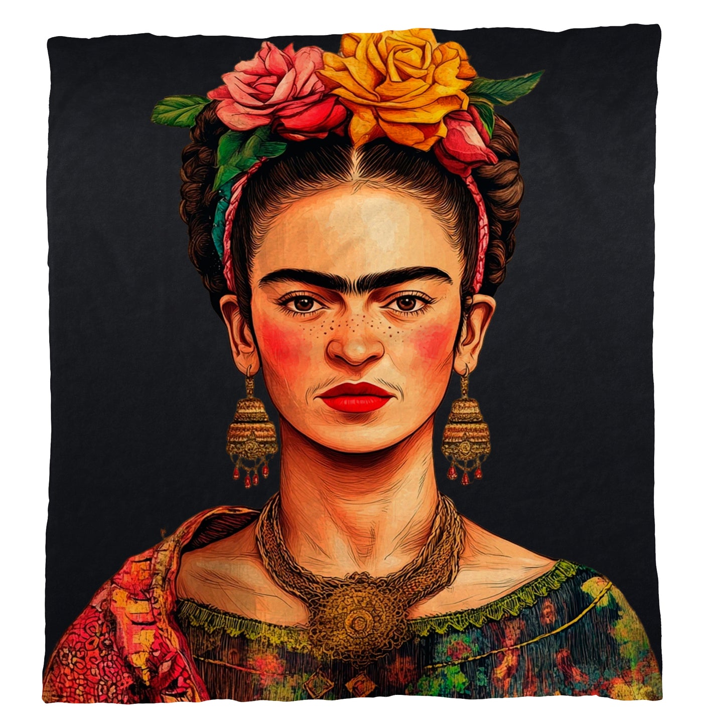 Beautiful Frida Kahlo Light Weight Fleece Blanket by Mark van Vuuren