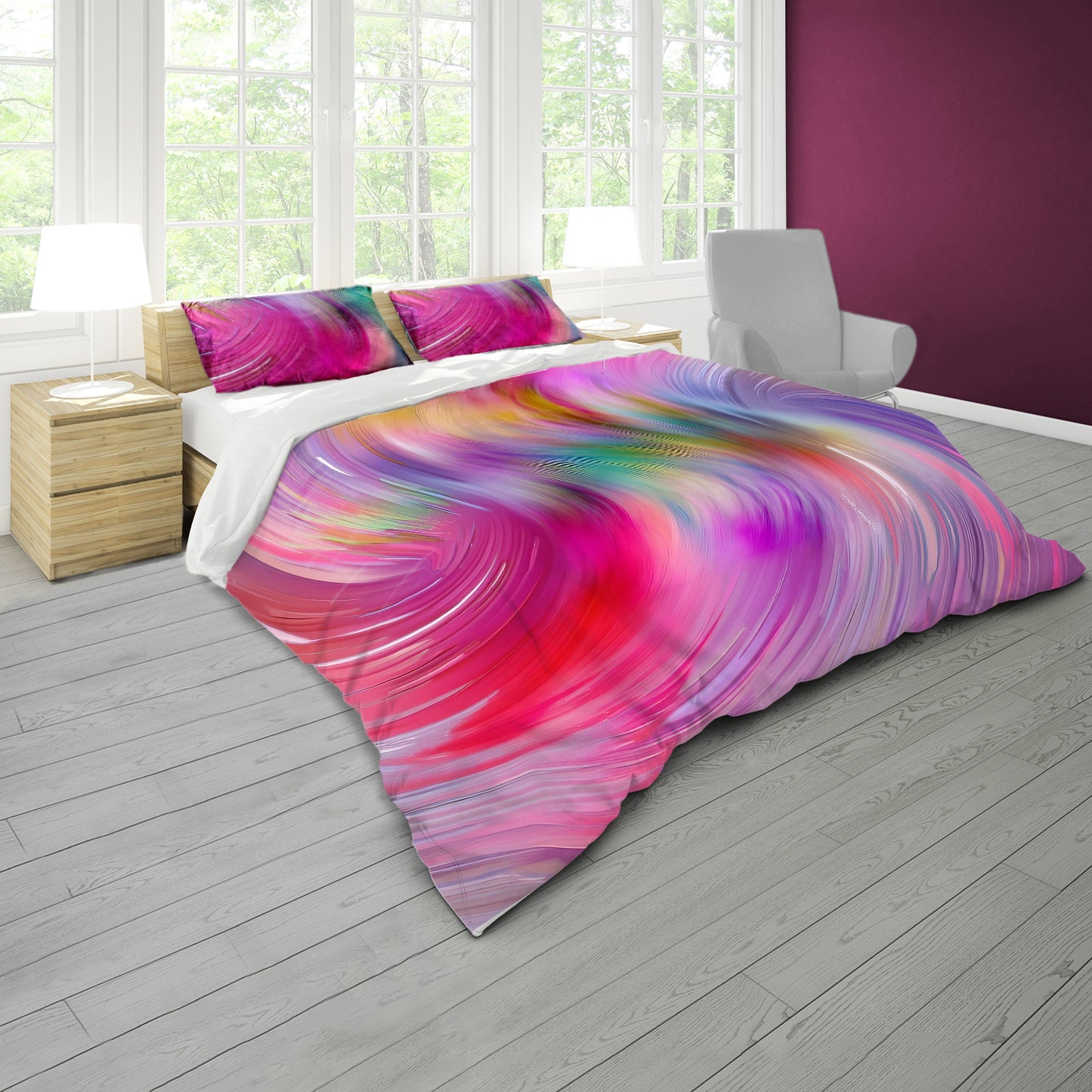 Beautiful Purple and Strawberry Colours Duvet Cover Set