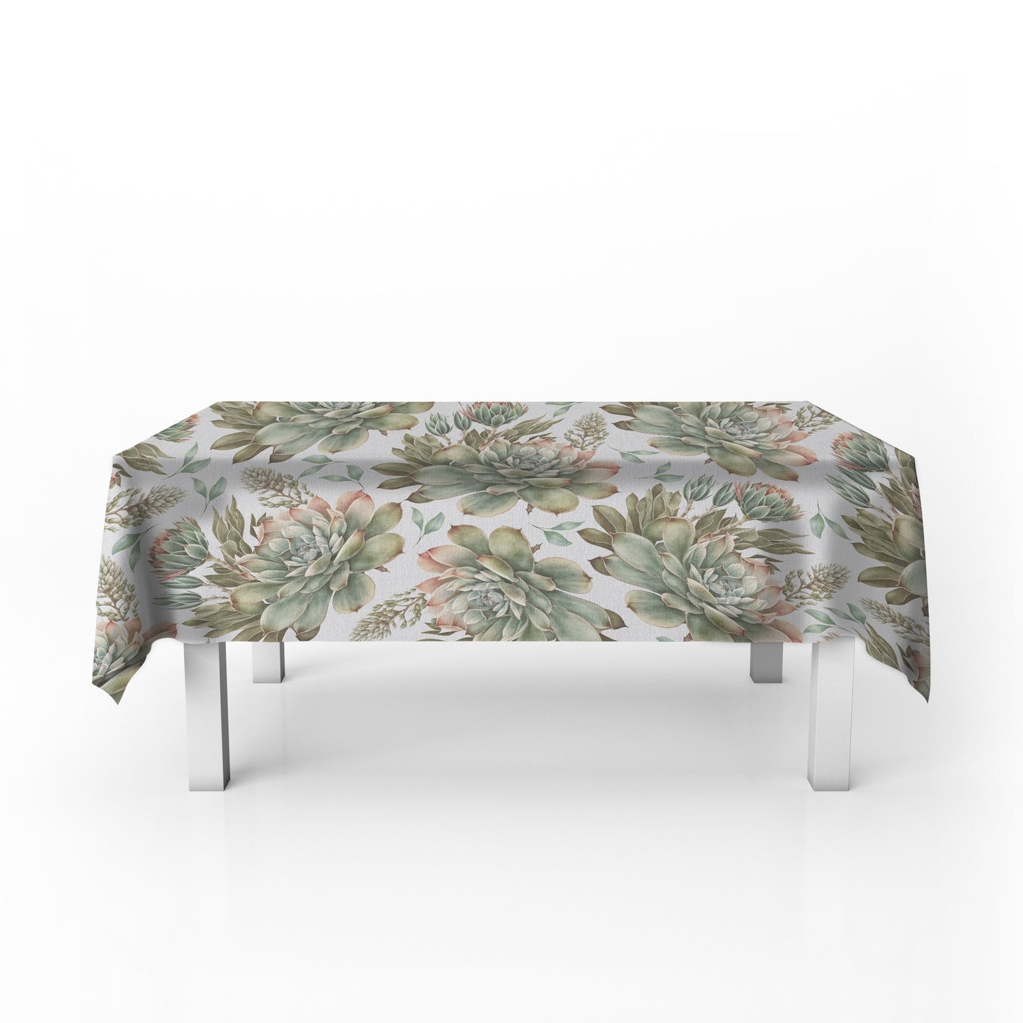 Beautiful Succulents On White Rectangle Tablecloth by Mark van Vuuren