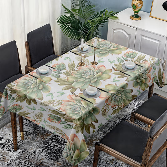 Beautiful Succulents On White Rectangle Tablecloth by Mark van Vuuren