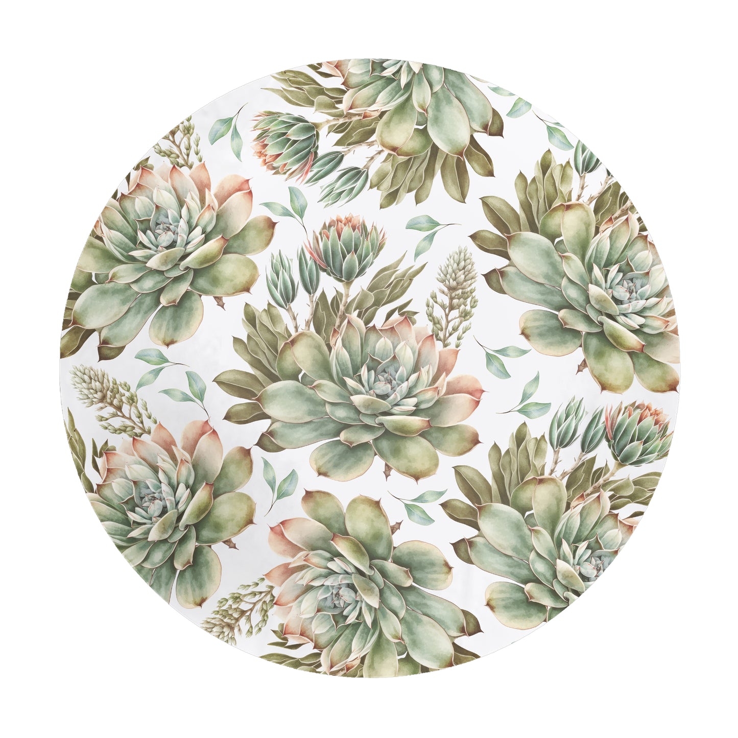 Beautiful Succulents On White Round Tablecloth by Mark van Vuuren