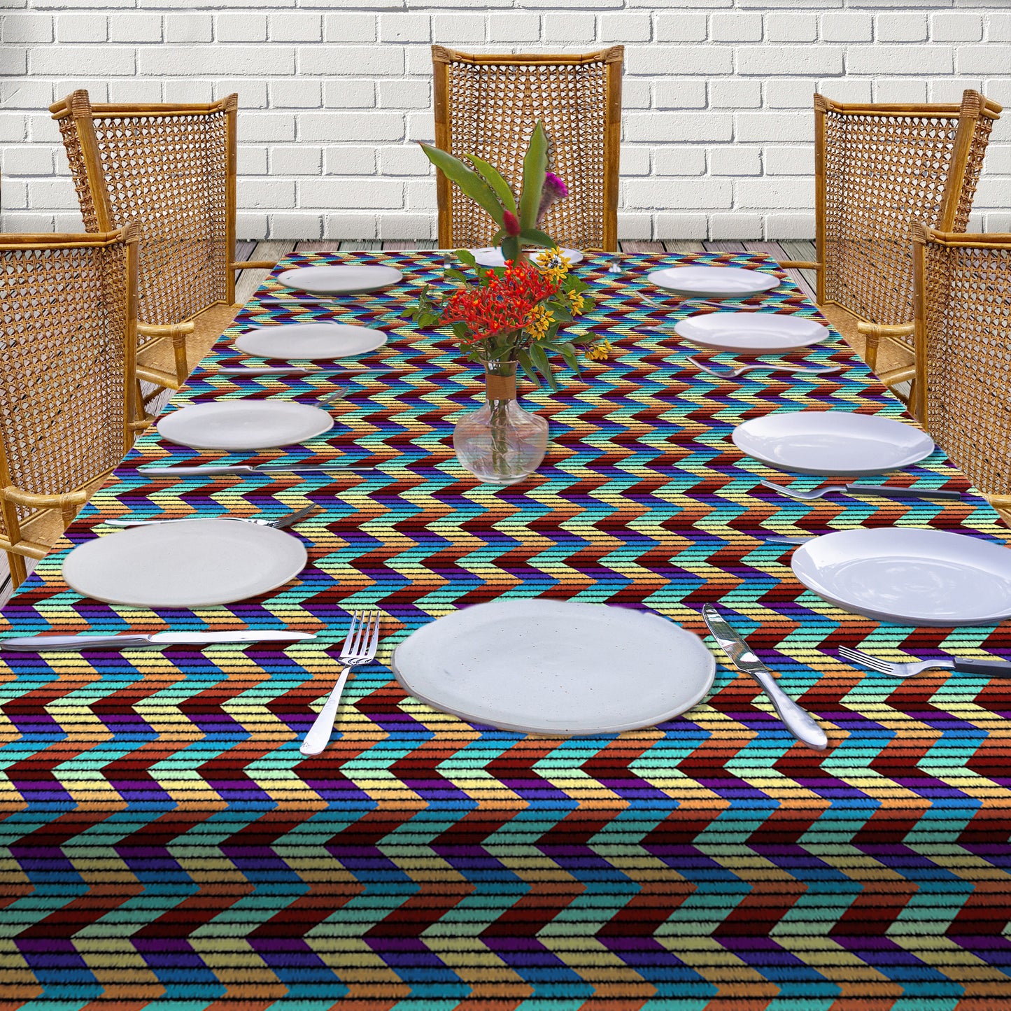 Beautiful Zigzag Pattern 3m Rectangle Tablecloth