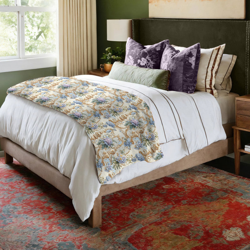 Beige And Lavender Light Bed Throw