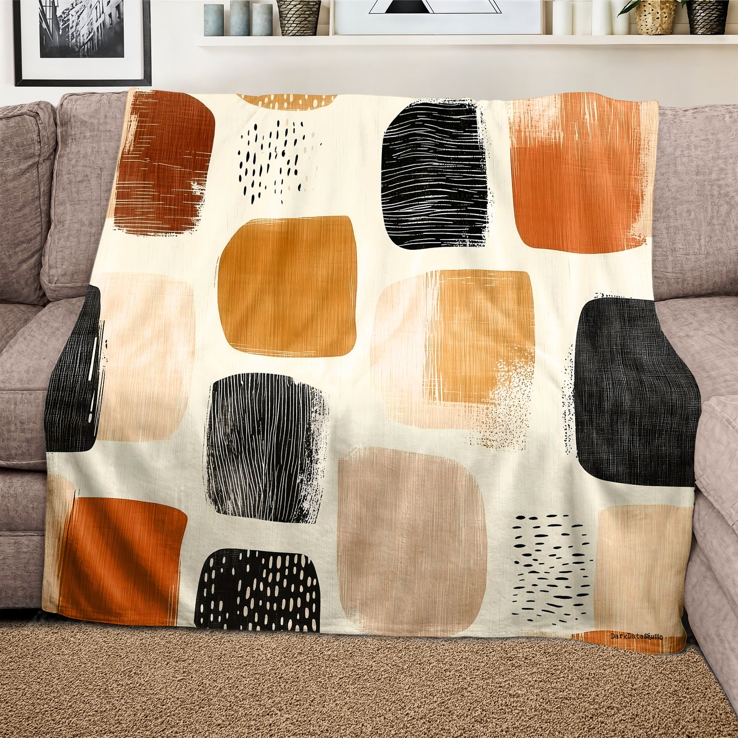 Beige Abstract Light Weight Fleece Blanket by Wikus Schalkwyk