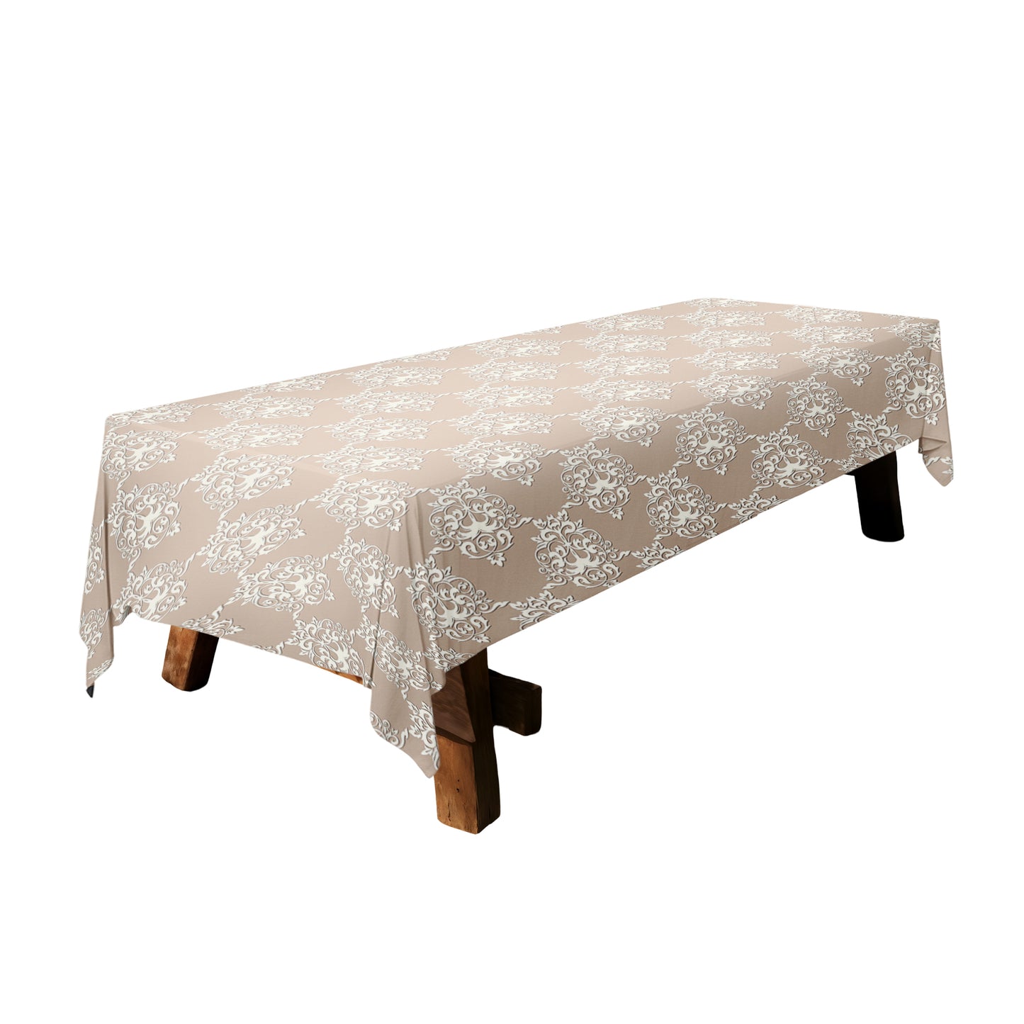 Beige Baroque Pattern 3m Rectangle Tablecloth