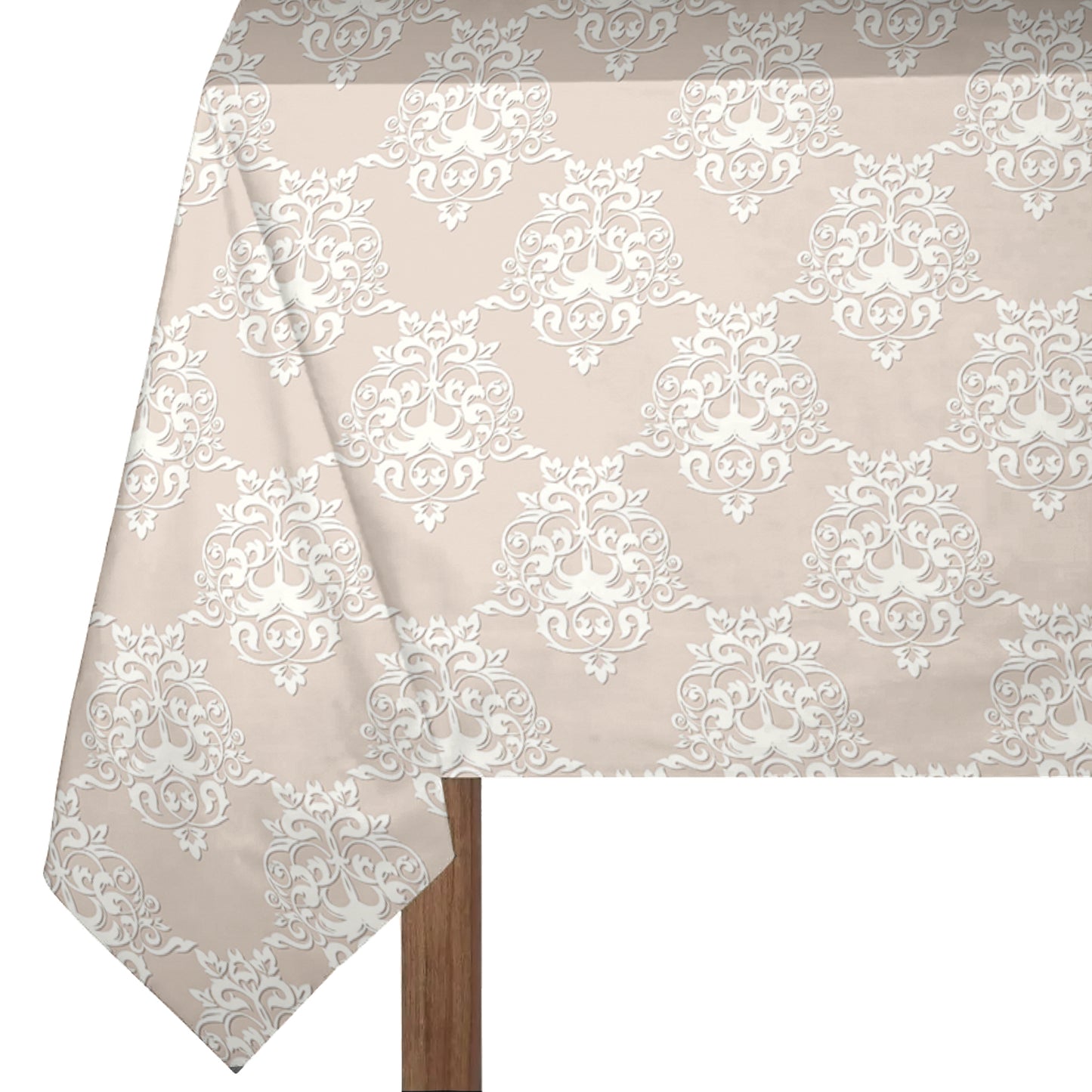 Beige Baroque Pattern 3m Rectangle Tablecloth