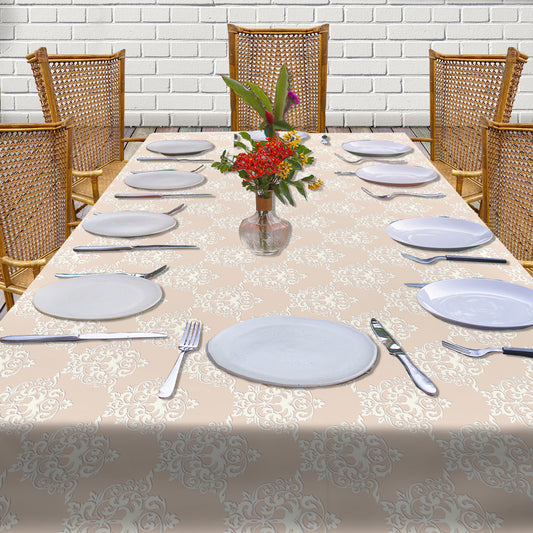 Beige Baroque Pattern 3m Rectangle Tablecloth