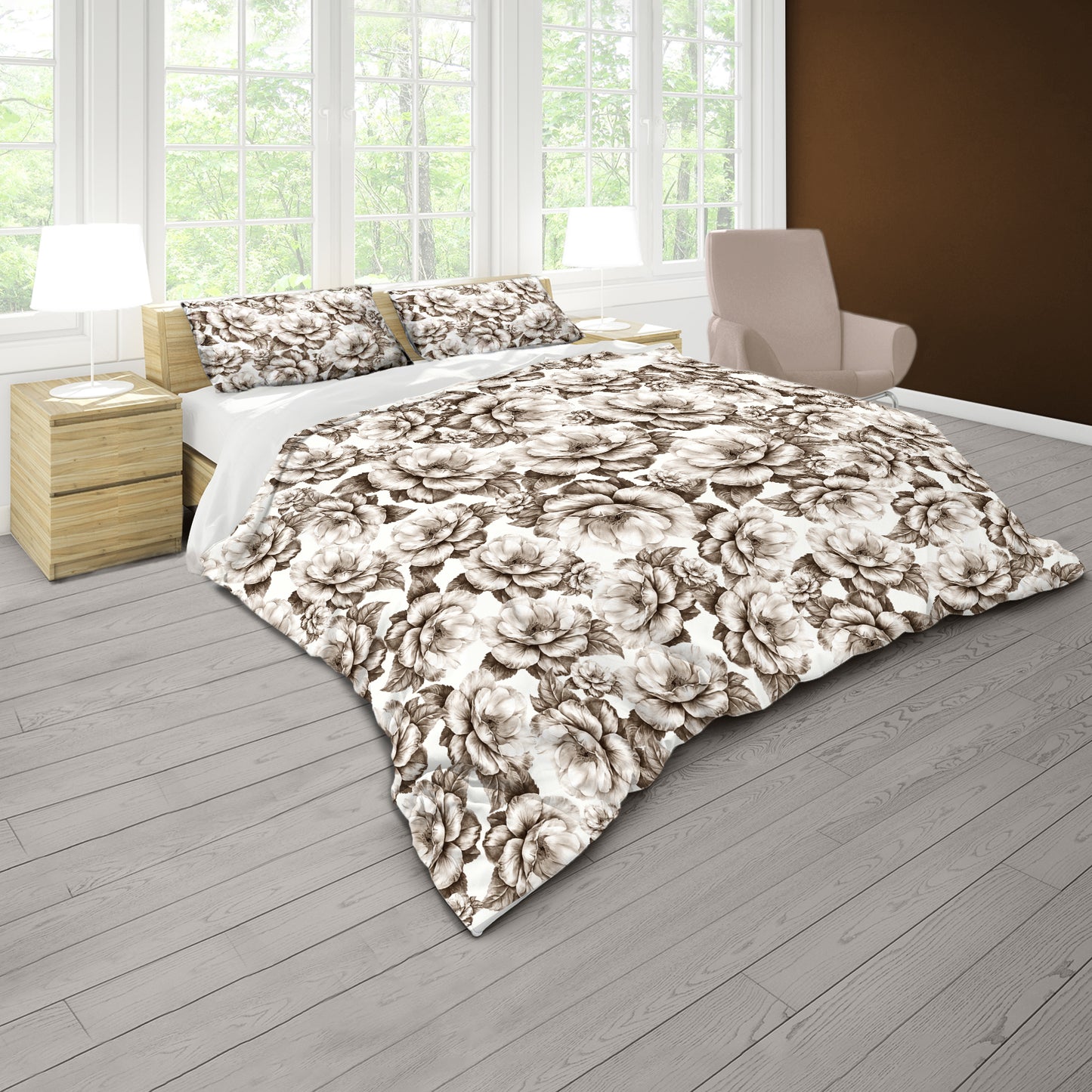 Beige Bloom Duvet Cover Set by Mark van Vuuren