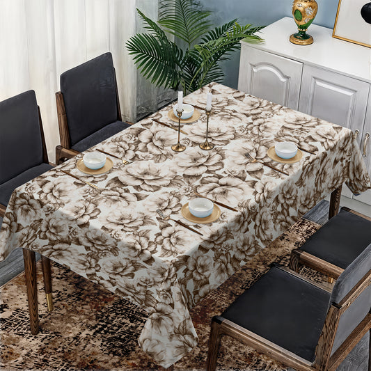 Beige Bloom Rectangle Tablecloth By Mark Van Vuuren