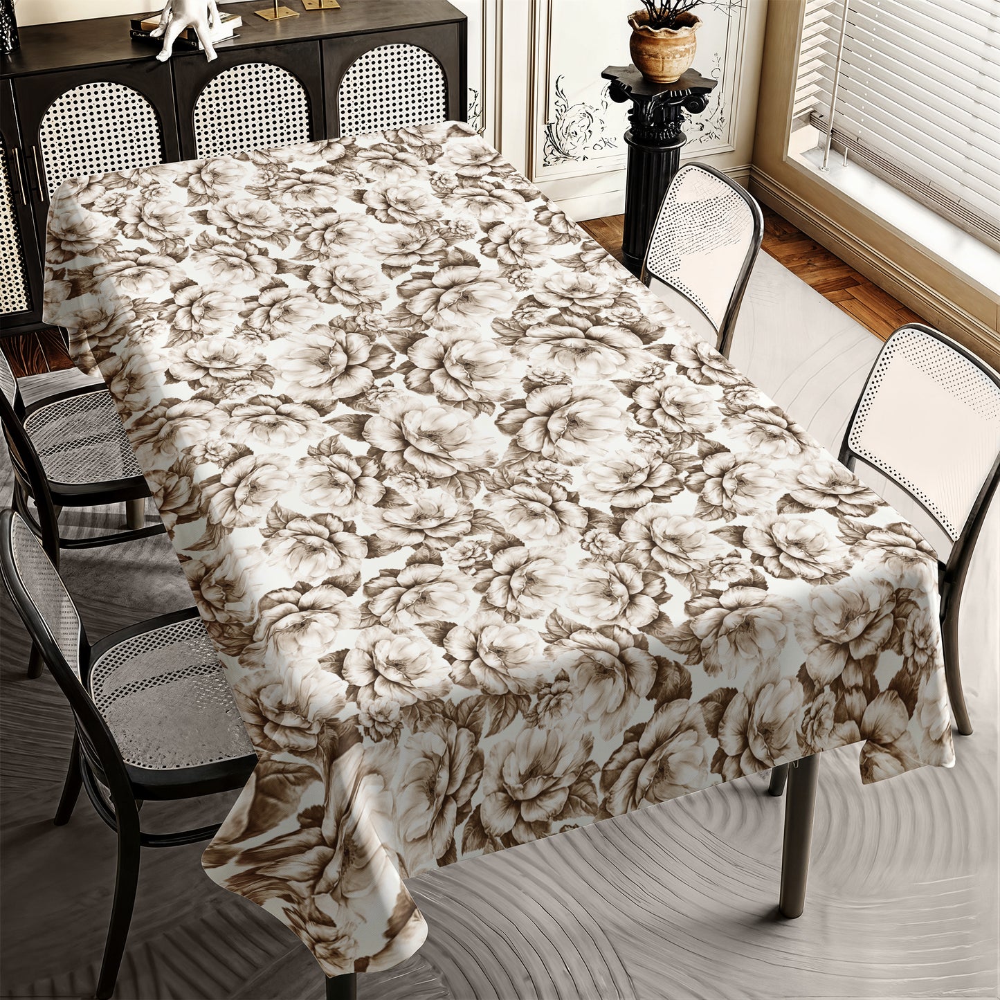Beige Bloom Rectangle Tablecloth By Mark Van Vuuren