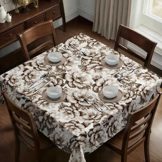 Beige Bloom Square Tablecloth By Mark Van Vuuren