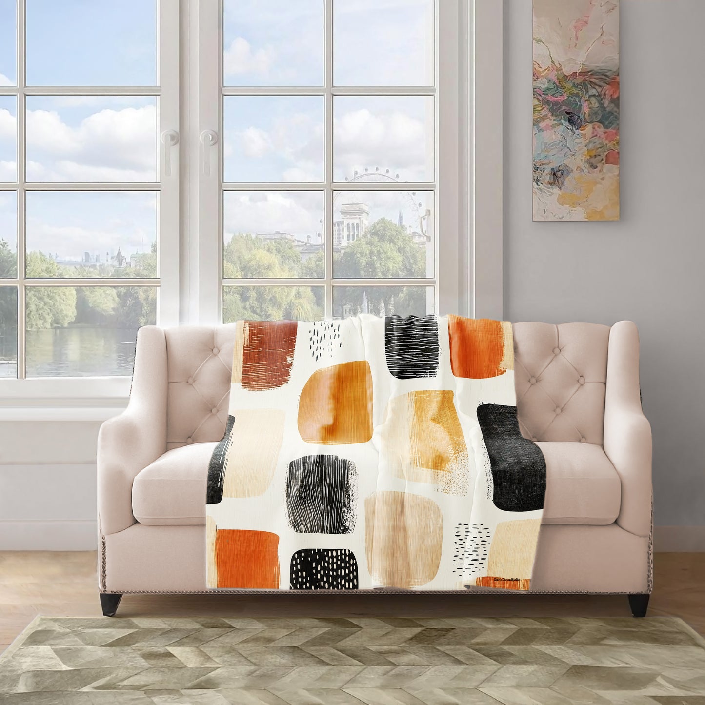 Beige Abstract Light Weight Fleece Blanket by Wikus Schalkwyk