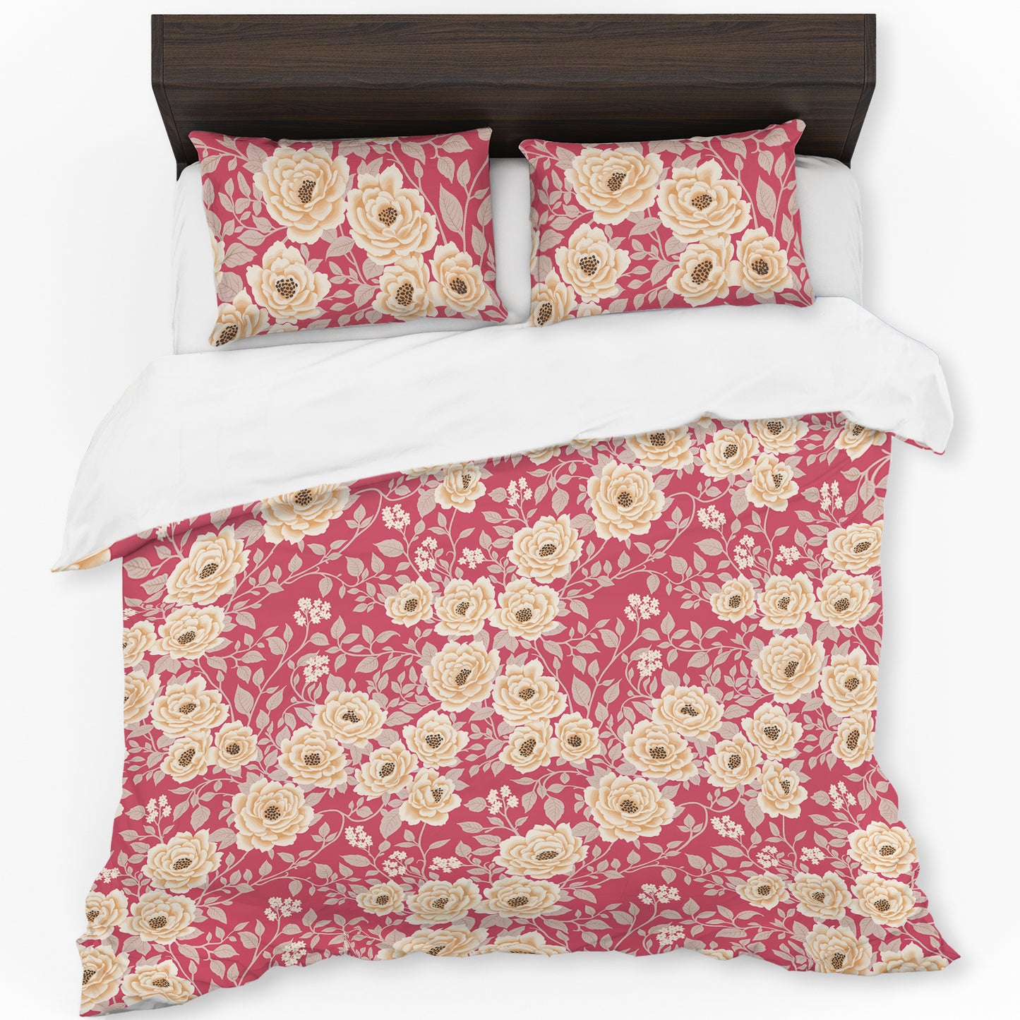 Beige & Pink Peony Duvet Cover Set