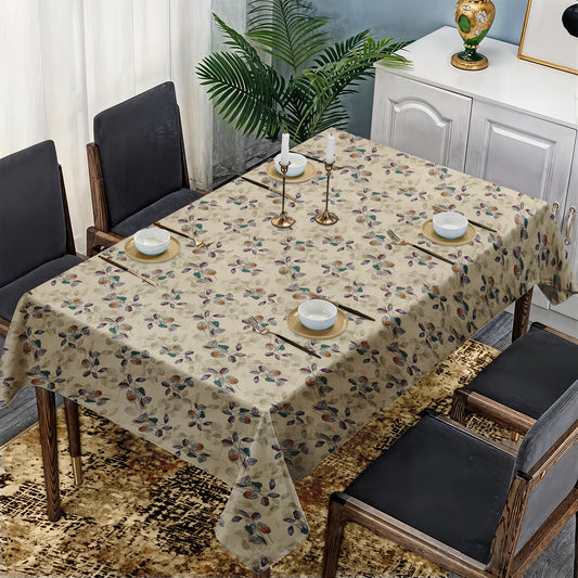 Beige with Delicate Leaves Rectangle Tablecloth