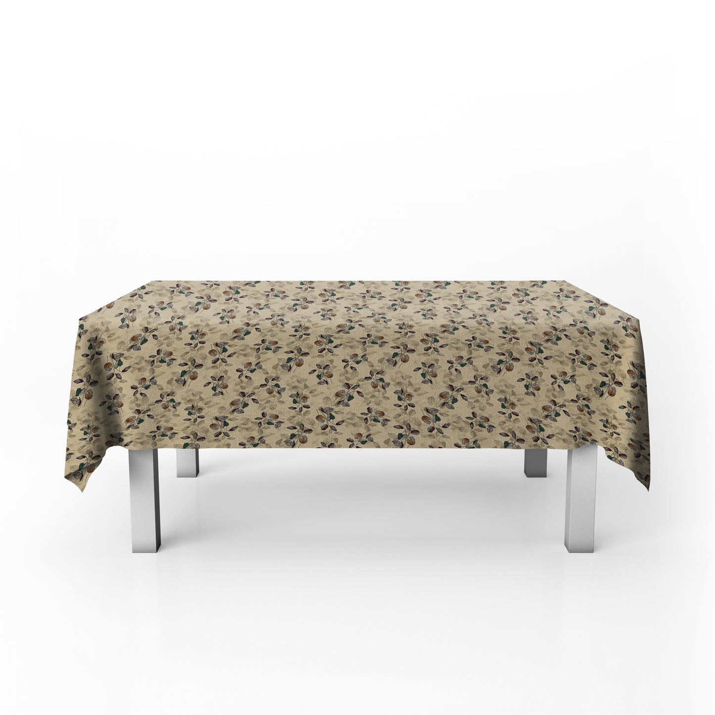 Beige with Delicate Leaves Rectangle Tablecloth