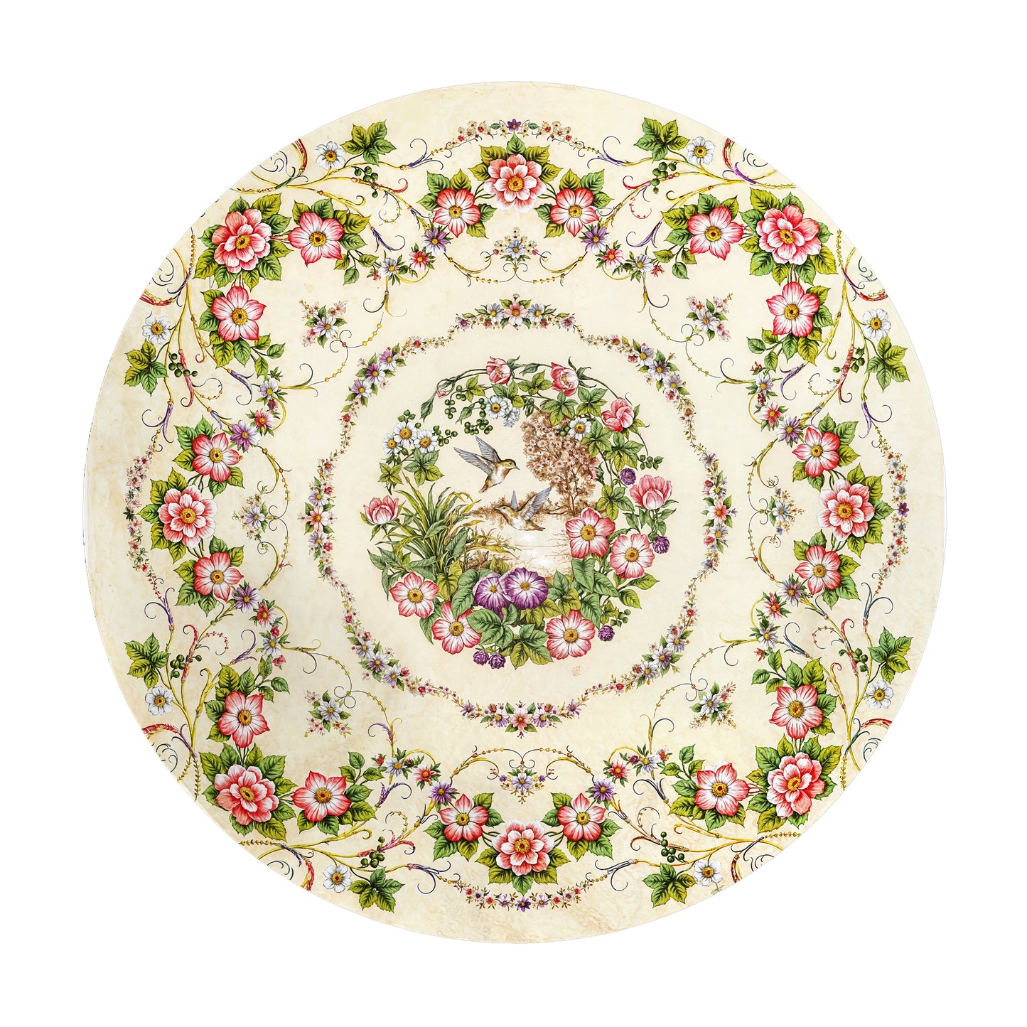 Beige with Forget Me Nots 2,3m Round Tablecloth