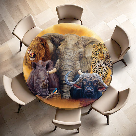 Big Five Round Tablecloth by Delene Lambert