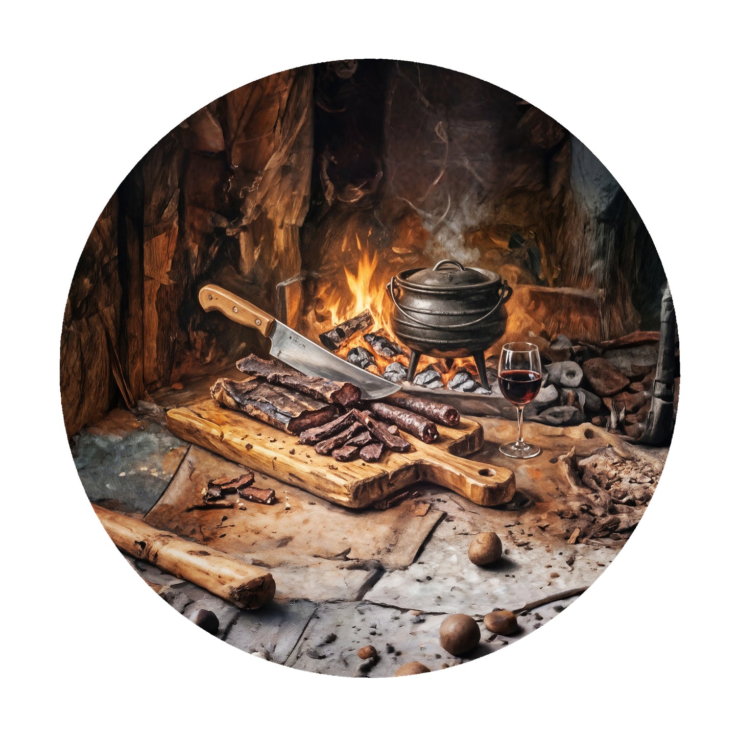 Biltong Potjie Kos 2,3m Round Tablecloth