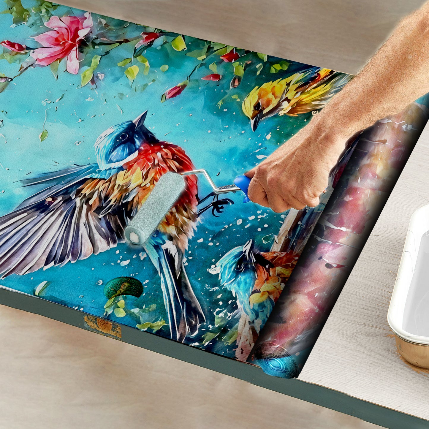 Birdbath Door Decoupage
