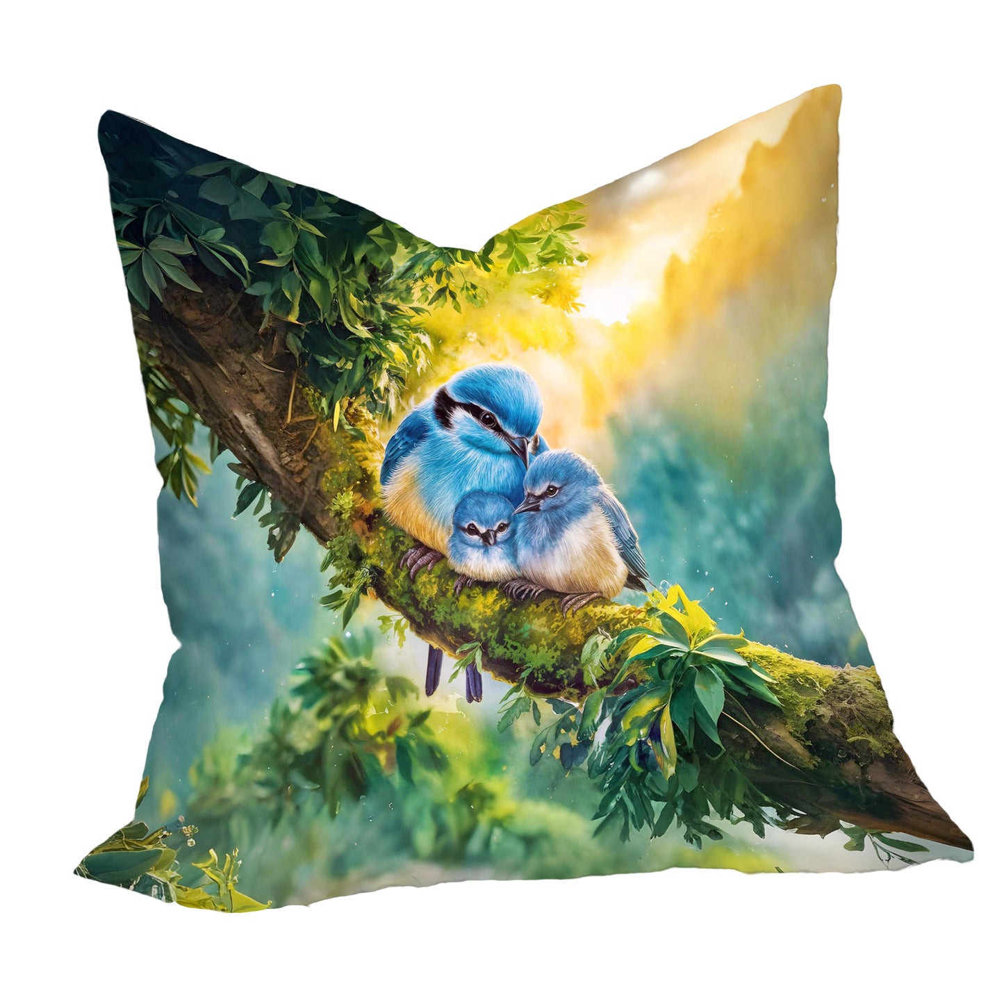 Birds Nestled in Blue Luxury Scatter