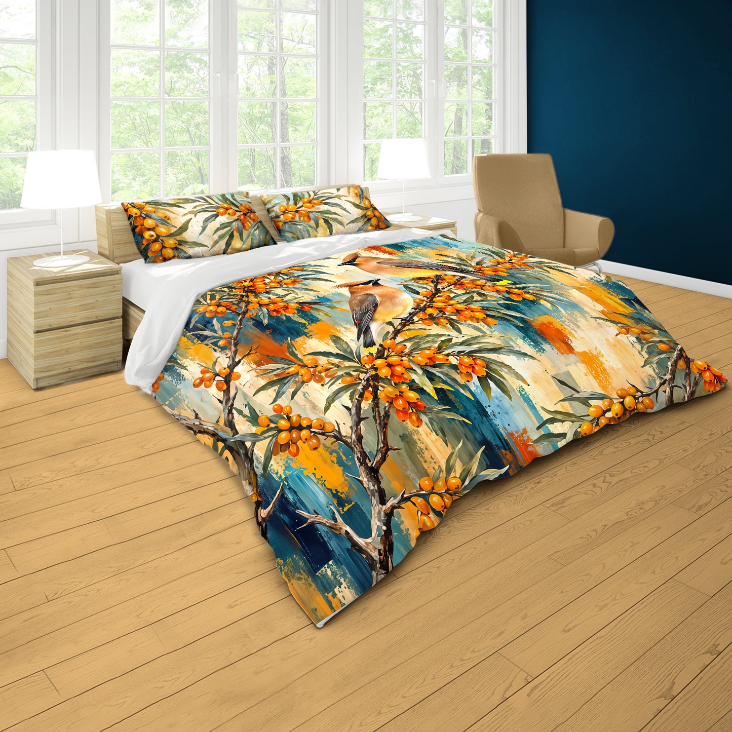 Birds in Fruit Tree Duvet Cover Set