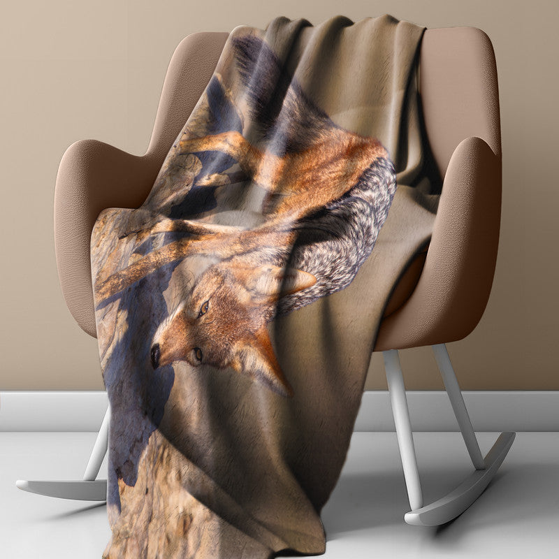 Black Back Jackal Light Weight Fleece Blanket by Annette Heymans