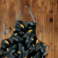 Black and Gold Leaf Pattern Medium Length Apron By Mark Van Vuuren