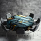 Black and Gold 3D Tile Round Tablecloth