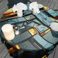 Black and Gold 3D Tile Round Tablecloth