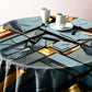 Black and Gold 3D Tile Round Tablecloth
