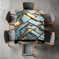 Black and Gold 3D Tiles Square Tablecloth