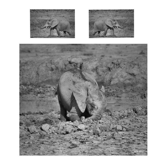Black and White Baby Ellie in Mud Duvet Cover Set by Annette Heymans