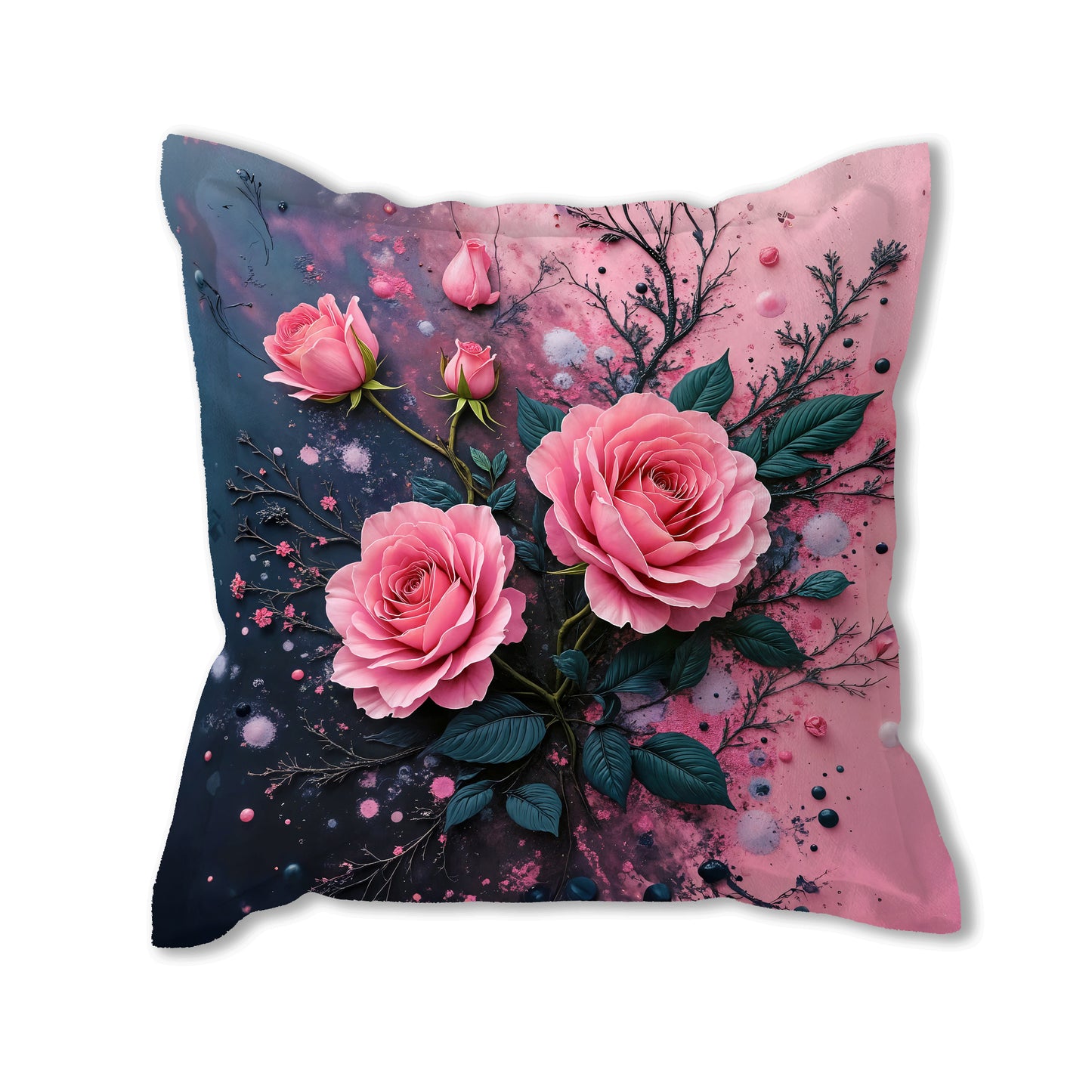 Black And Pink Abstract Rose Exclusive Range Cushions