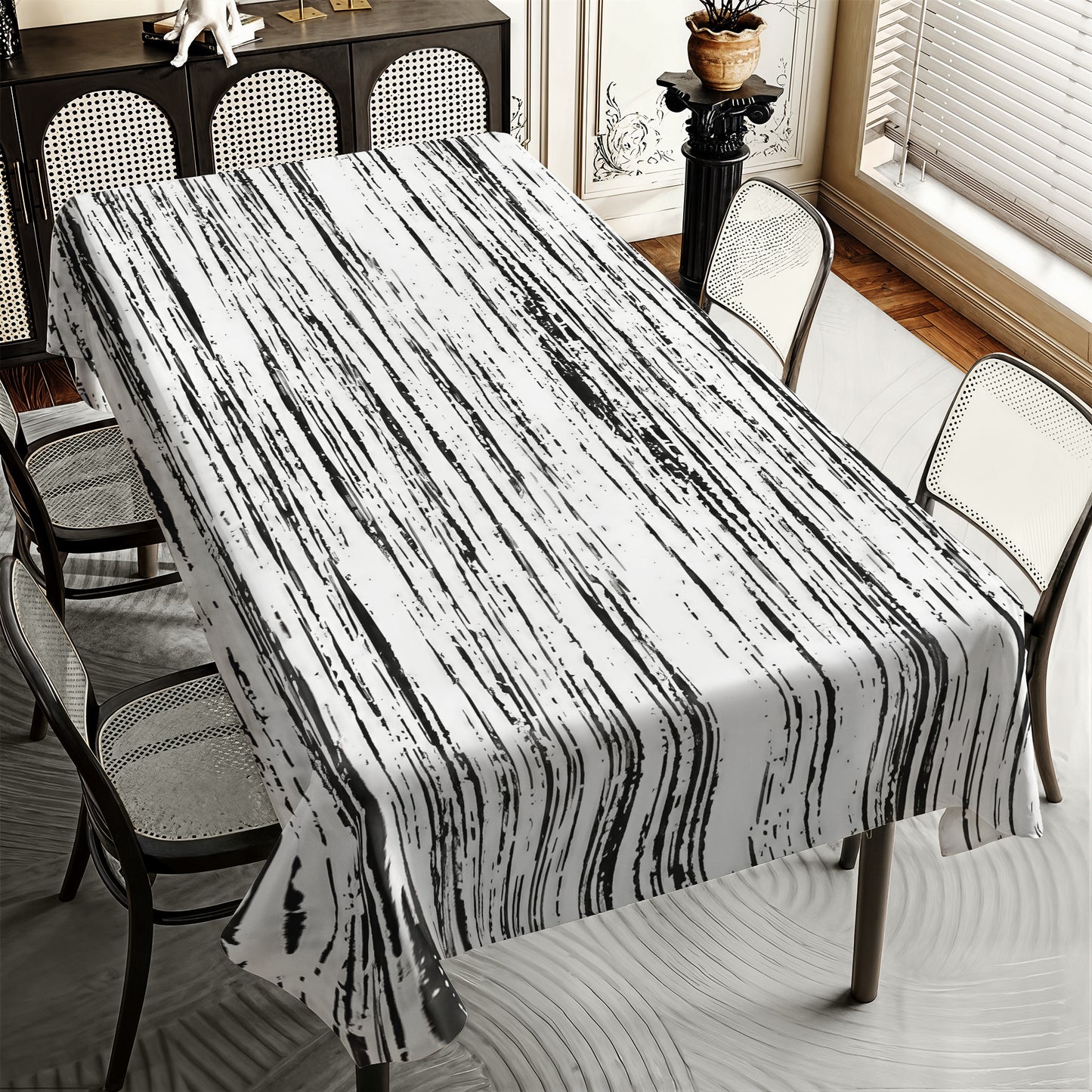 Black And White Texture Rectangle Tablecloth