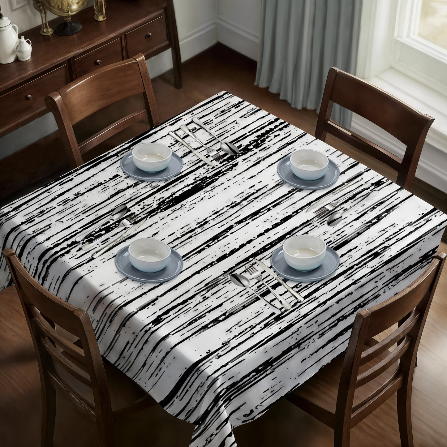 Black And White Texture Square Tablecloth