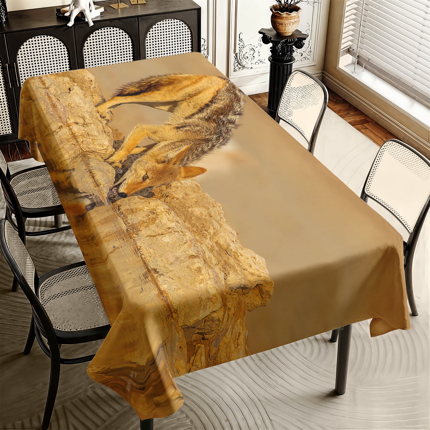 Black Backed Jackal by Fanie Heymans Rectangle Tablecloth