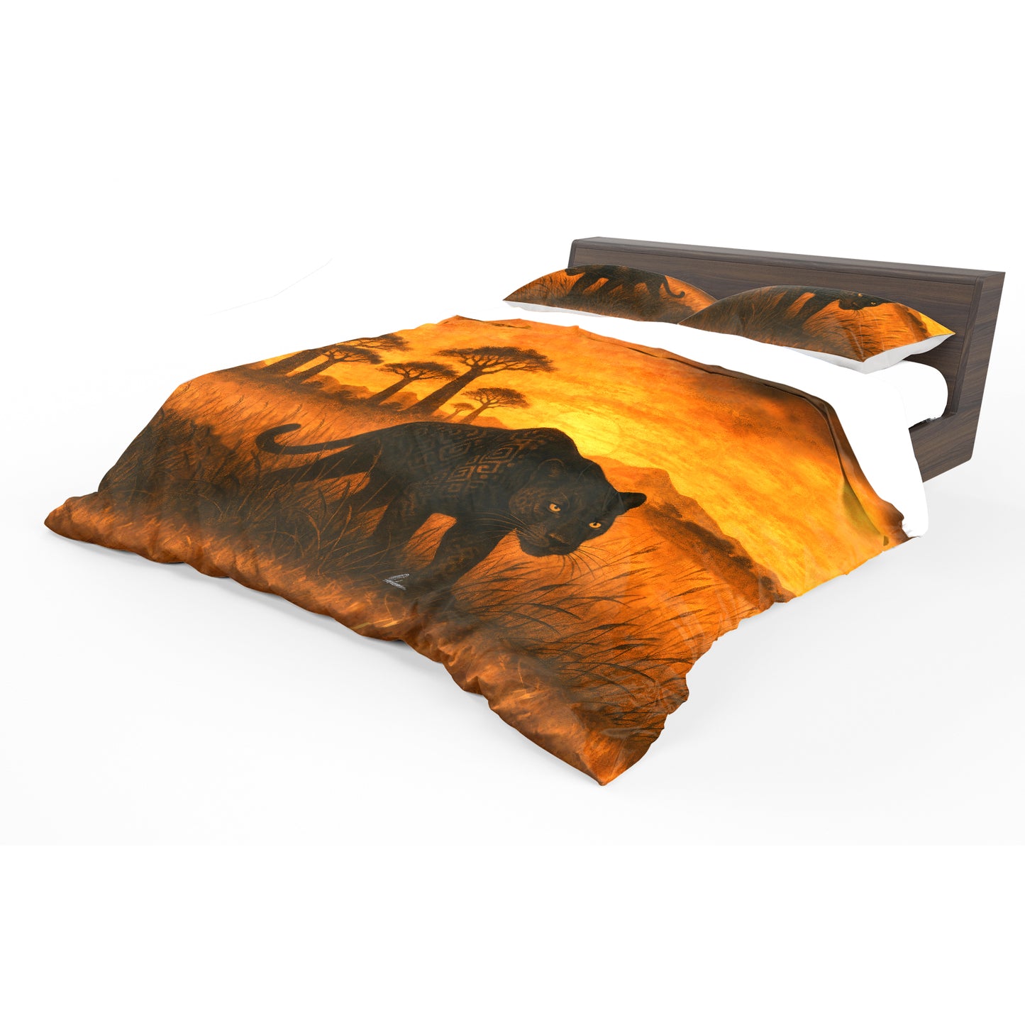Black Panther At Sunset Duvet Cover Set by Nathan Pieterse