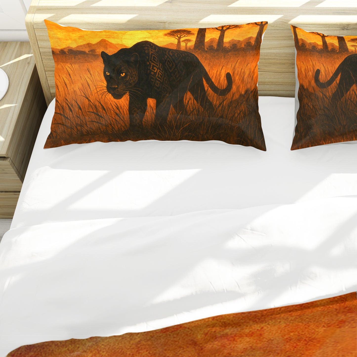 Black Panther At Sunset Duvet Cover Set by Nathan Pieterse