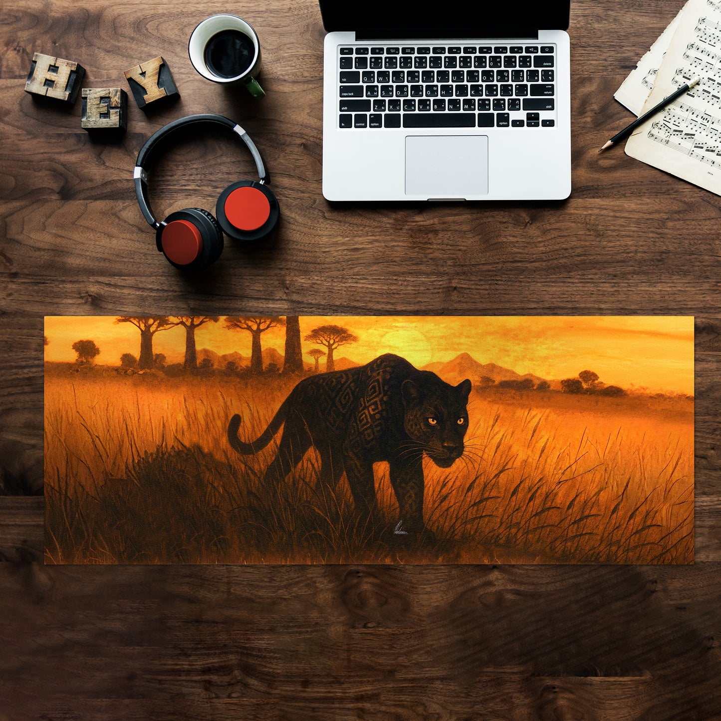 Black Panther at Sunset Desk Pad by Nathan Pieterse