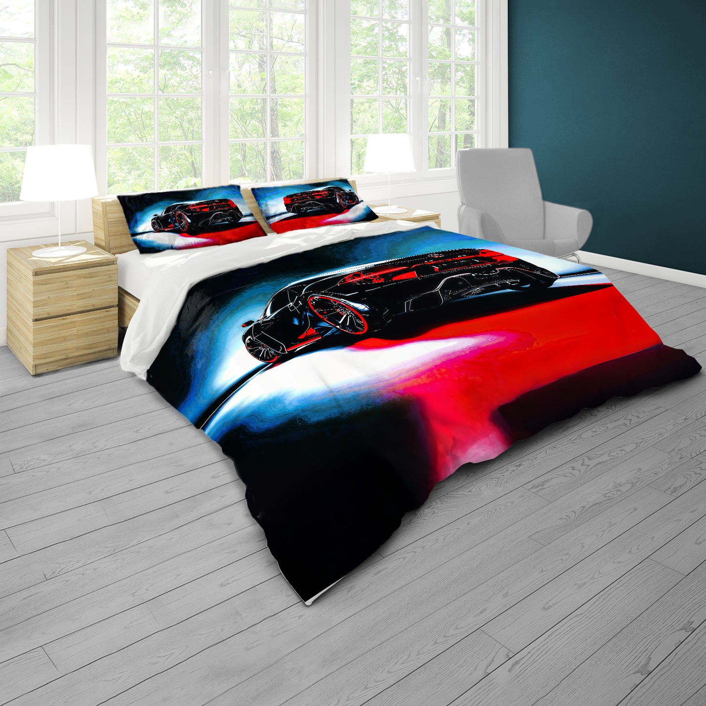 Black Sports Car Duvet Cover Set