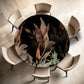 Black Background Green Leaves Round Tablecloth By Mark Van Vuuren