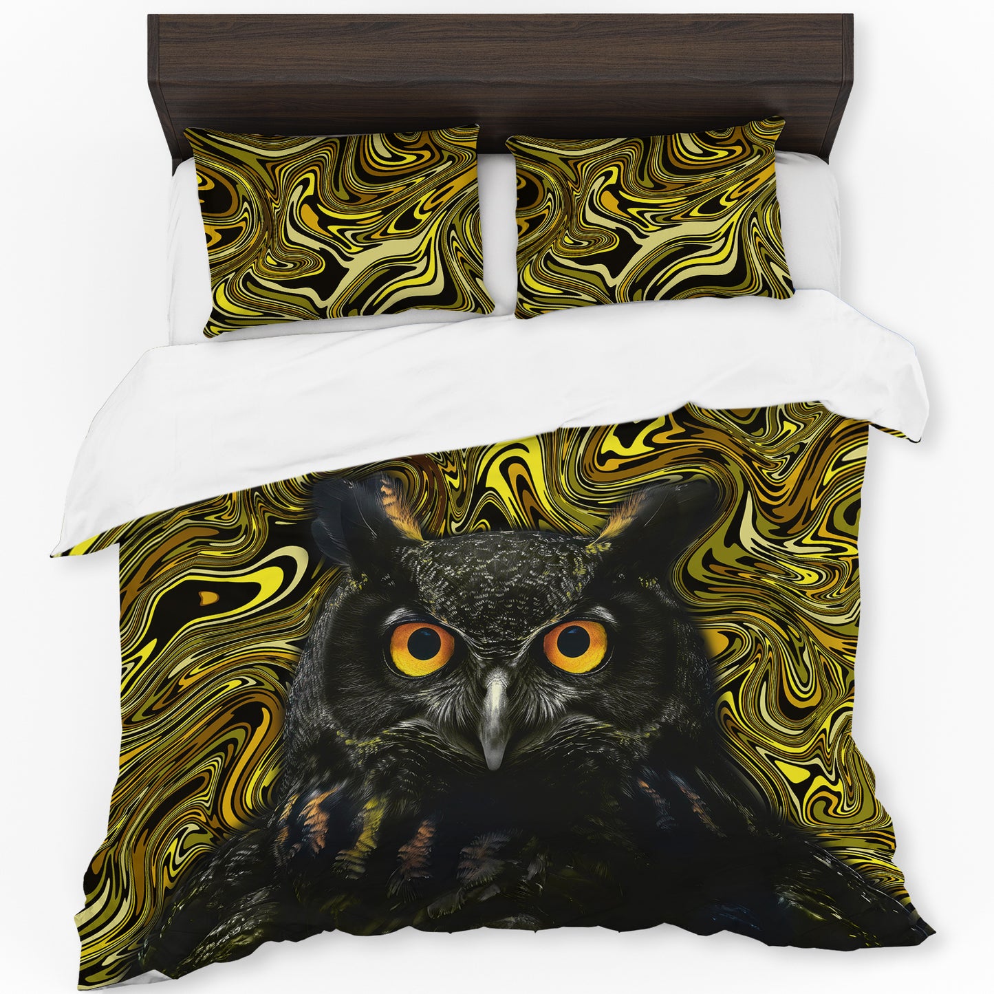 Black & Yellow Owl Duvet Cover Set