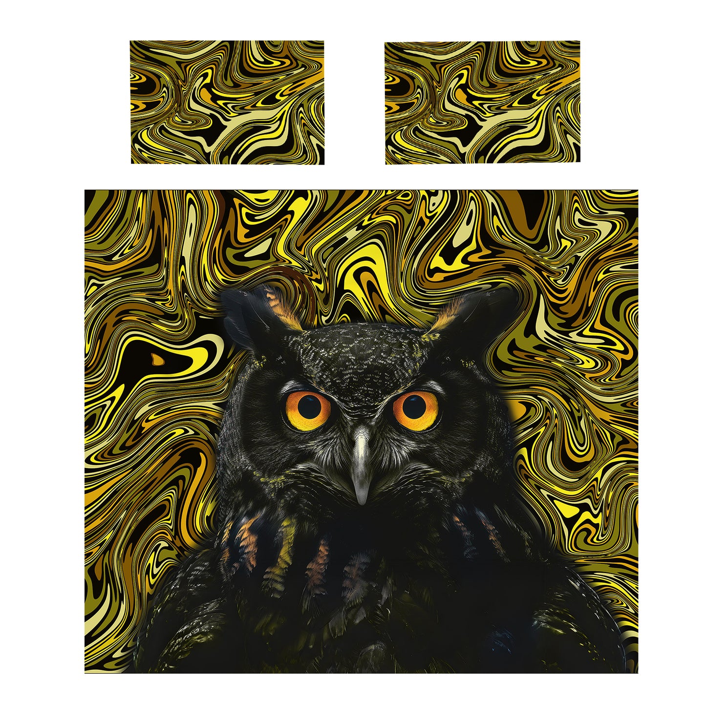 Black & Yellow Owl Duvet Cover Set