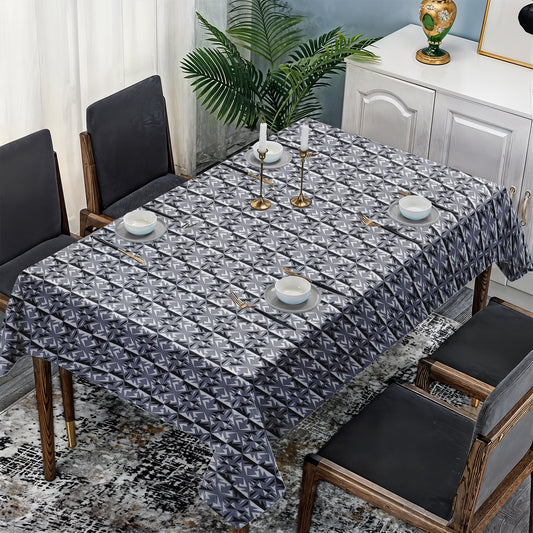 Black and Silver Geometric Shapes Rectangle Tablecloth