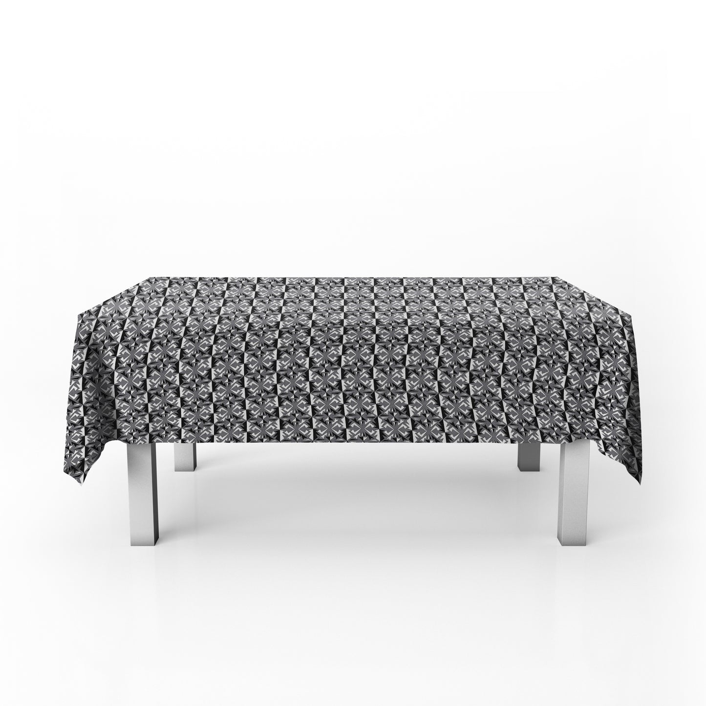 Black and Silver Geometric Shapes Rectangle Tablecloth