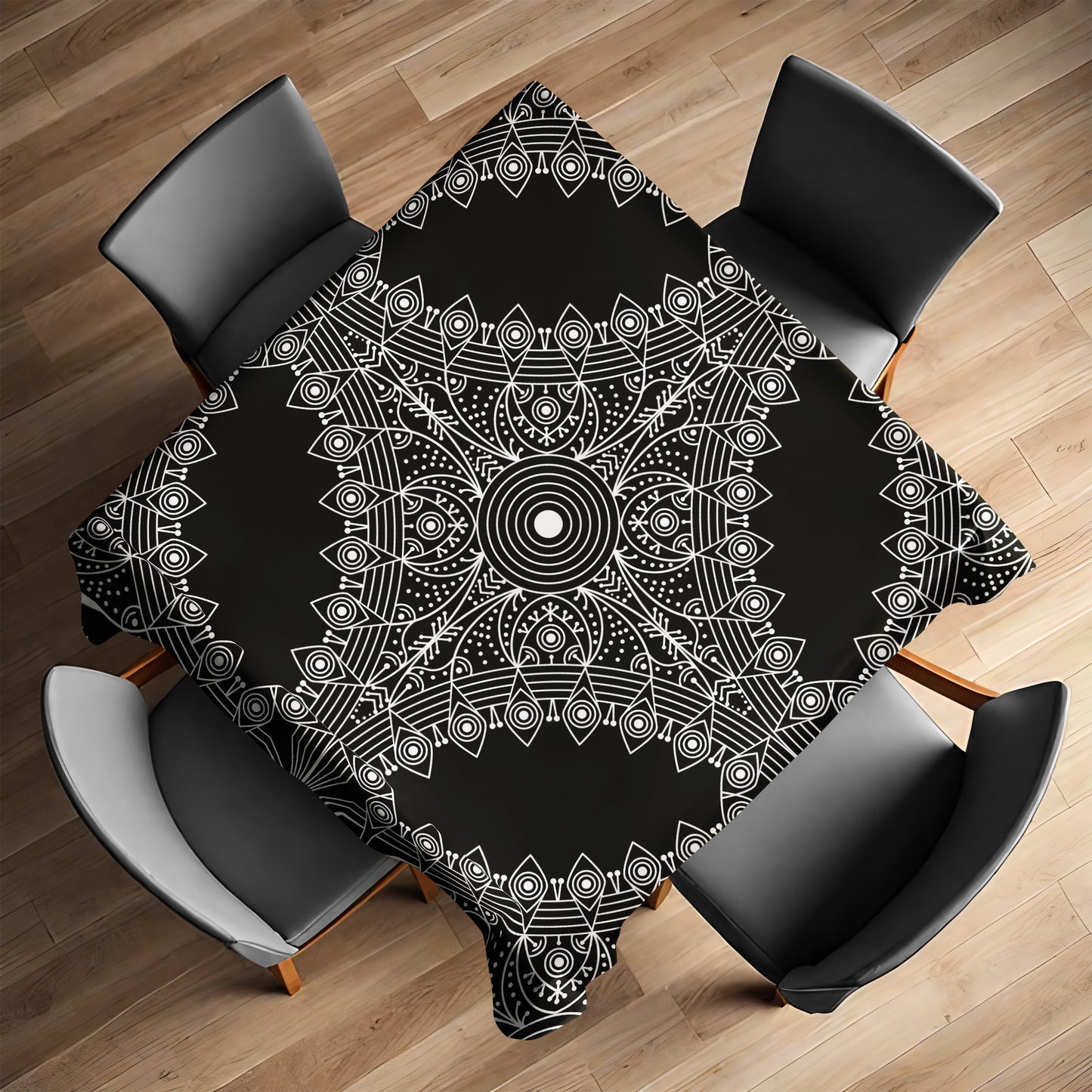 Black and White Pattern Square Tablecloth