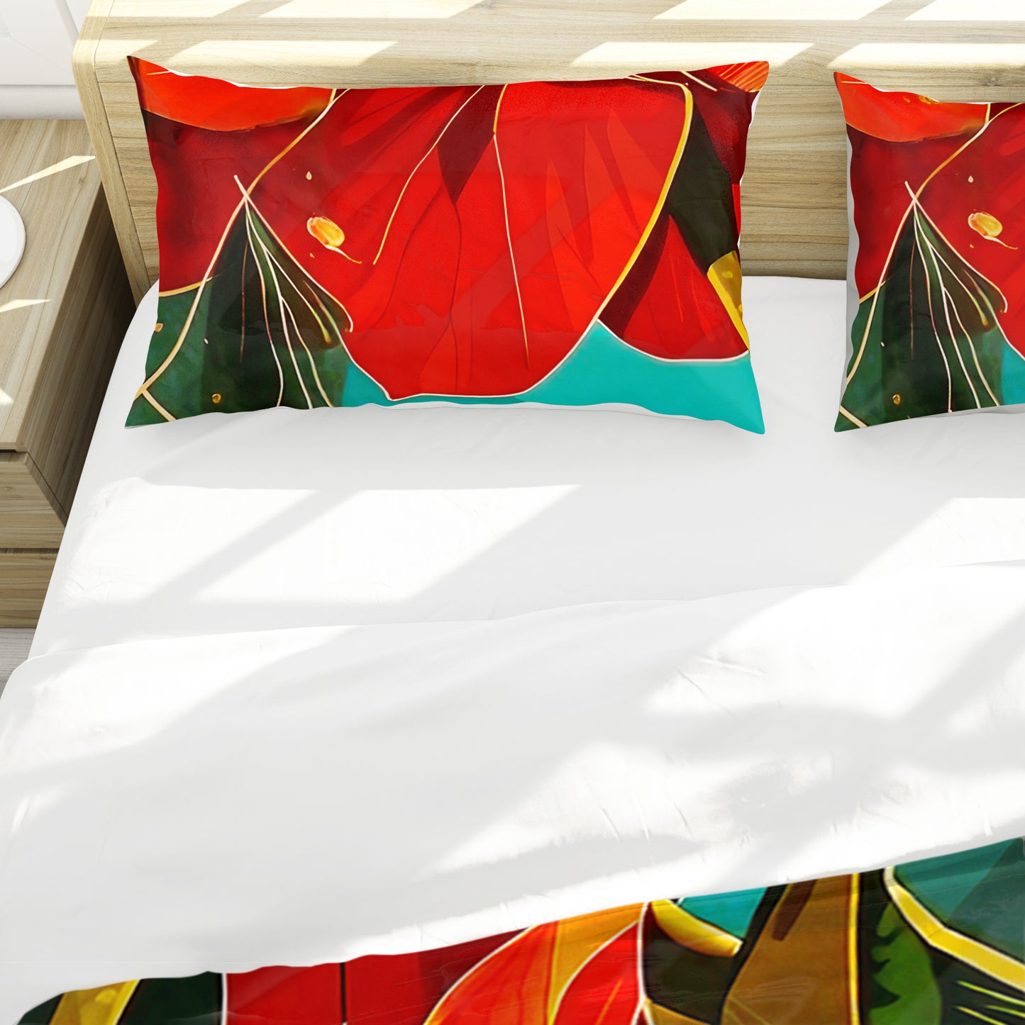 Blazing Red Blossoms Duvet Cover Set