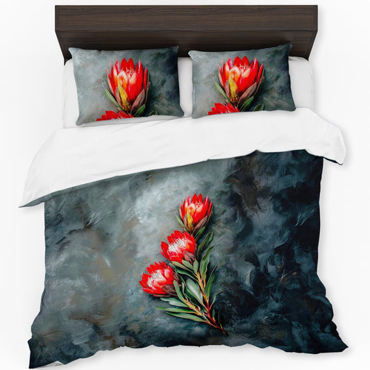 Blazing Red Protea Duvet Cover Set
